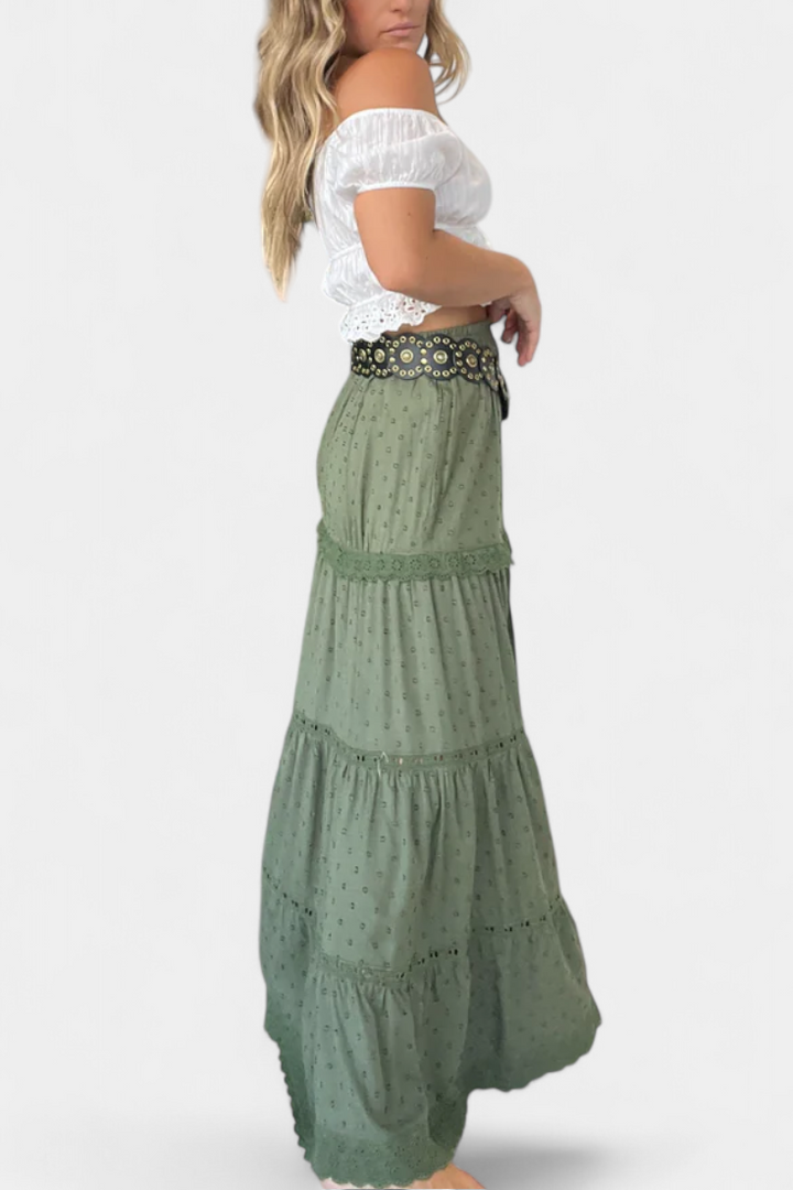 Delaina - Boho Lace Maxi Skirt