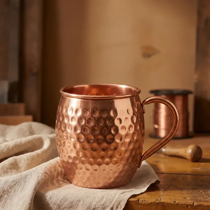 Hammered Copper Mug with Lid, 15 oz