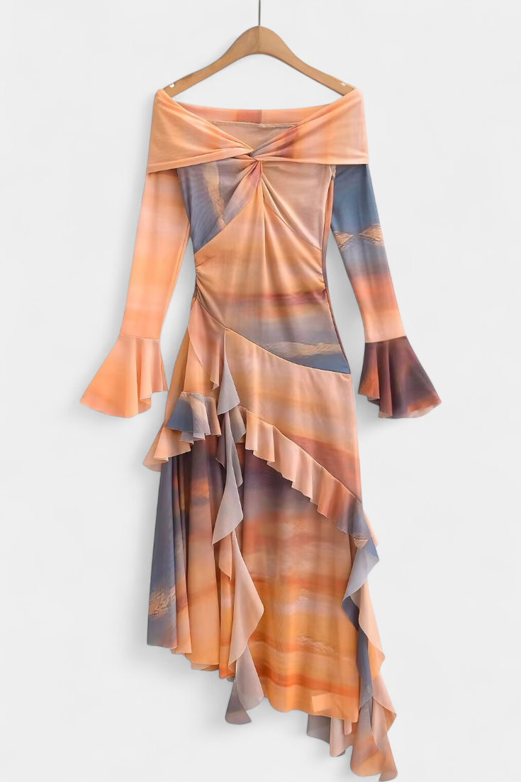 Autumn - Tie-Dye Asymmetric Long Skirt