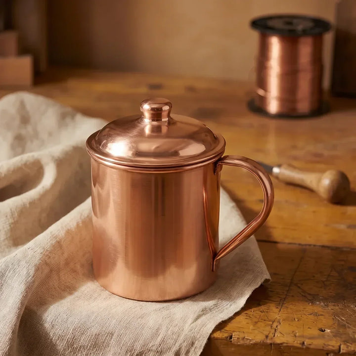 Handcrafted Copper Lidded Mug