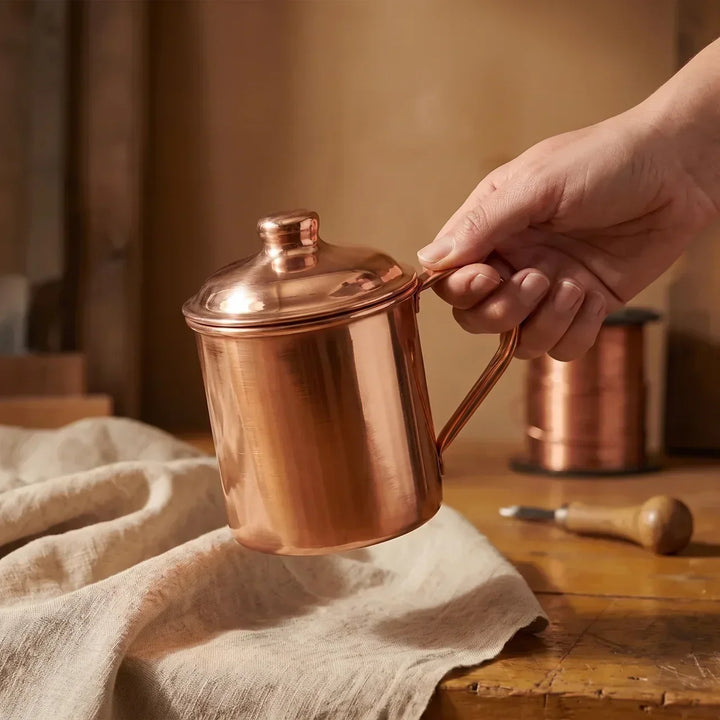 Handcrafted Copper Lidded Mug