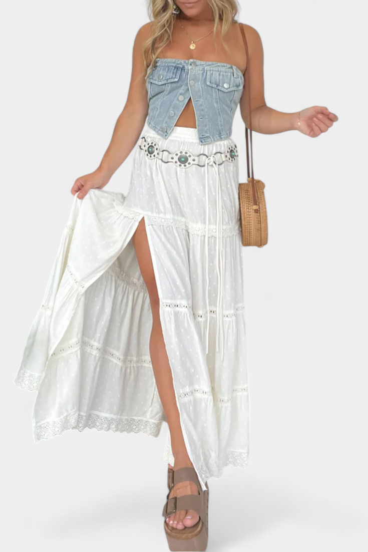 Delaina - Boho Lace Maxi Skirt