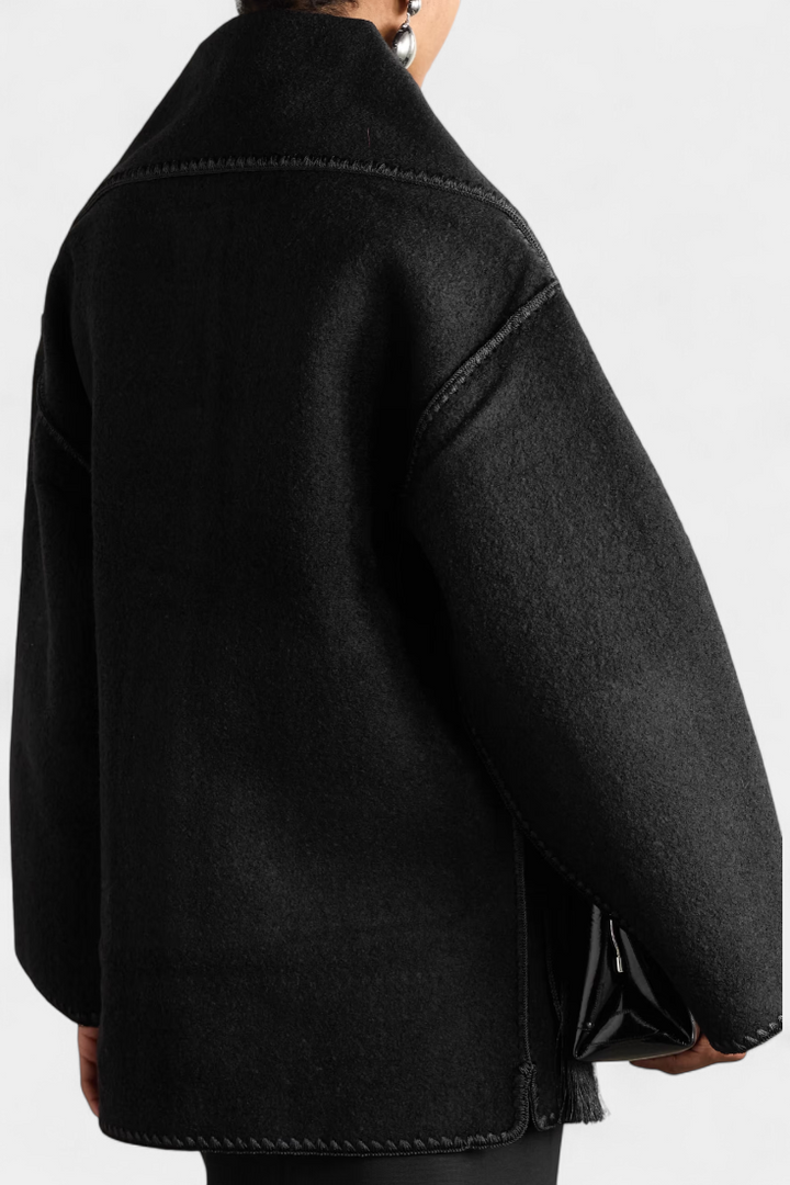 Penelope - Relaxed Jacket with Built-In Tassel Scarf