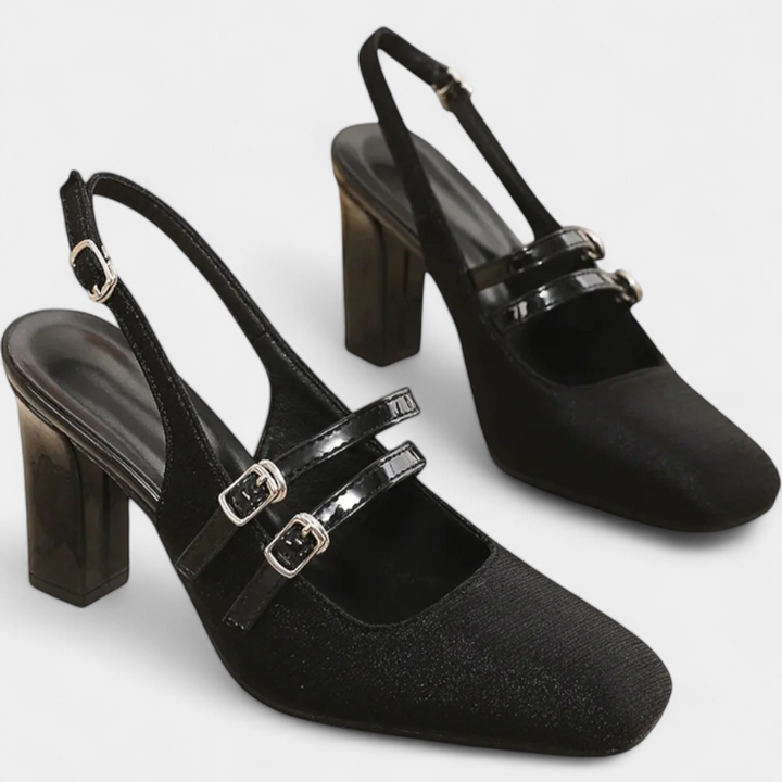 Marisol - Satin Double-Strap Ankle Strap Heels
