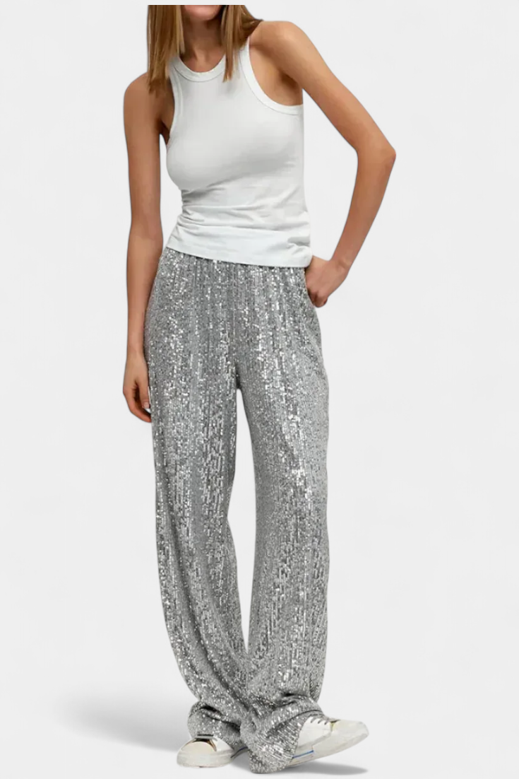 Elva - Sequin High-Waist Relaxed Pants