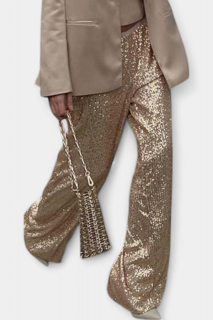 Elva - Sequin High-Waist Relaxed Pants