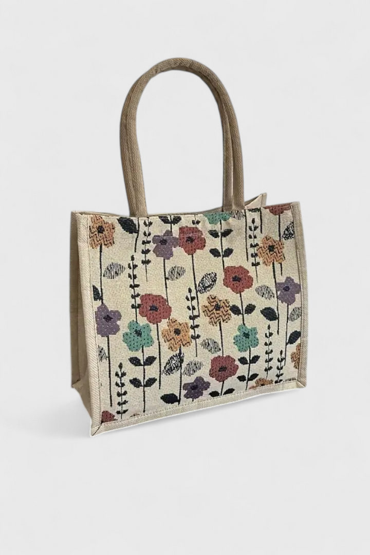 Columbine - Floral Linen Tote Bag