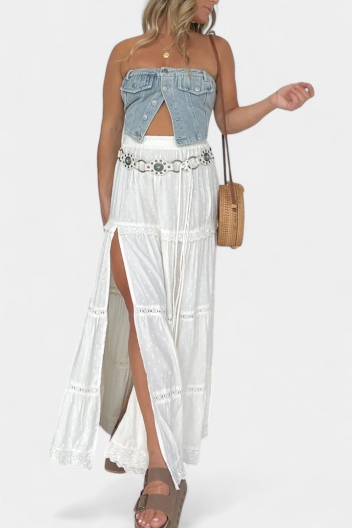 Delaina - Boho Lace Maxi Skirt