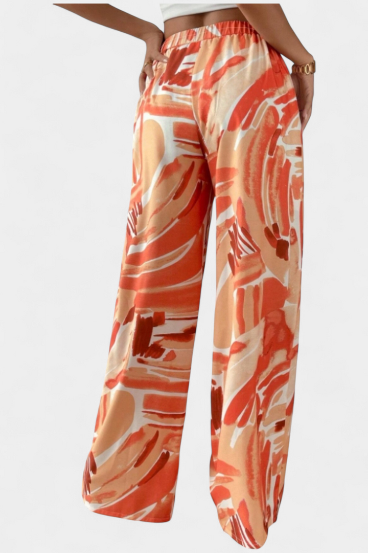 Saffron - Abstract Print Wide-Leg Pants