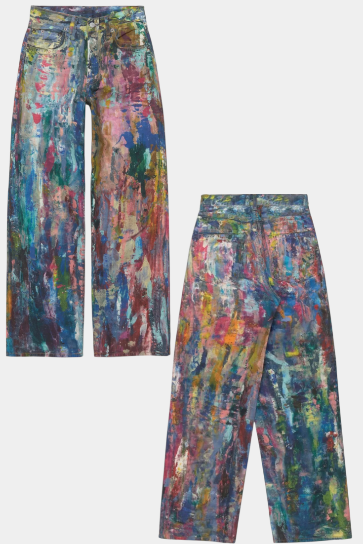Kasey - Artistic Print Wide-Leg Jeans
