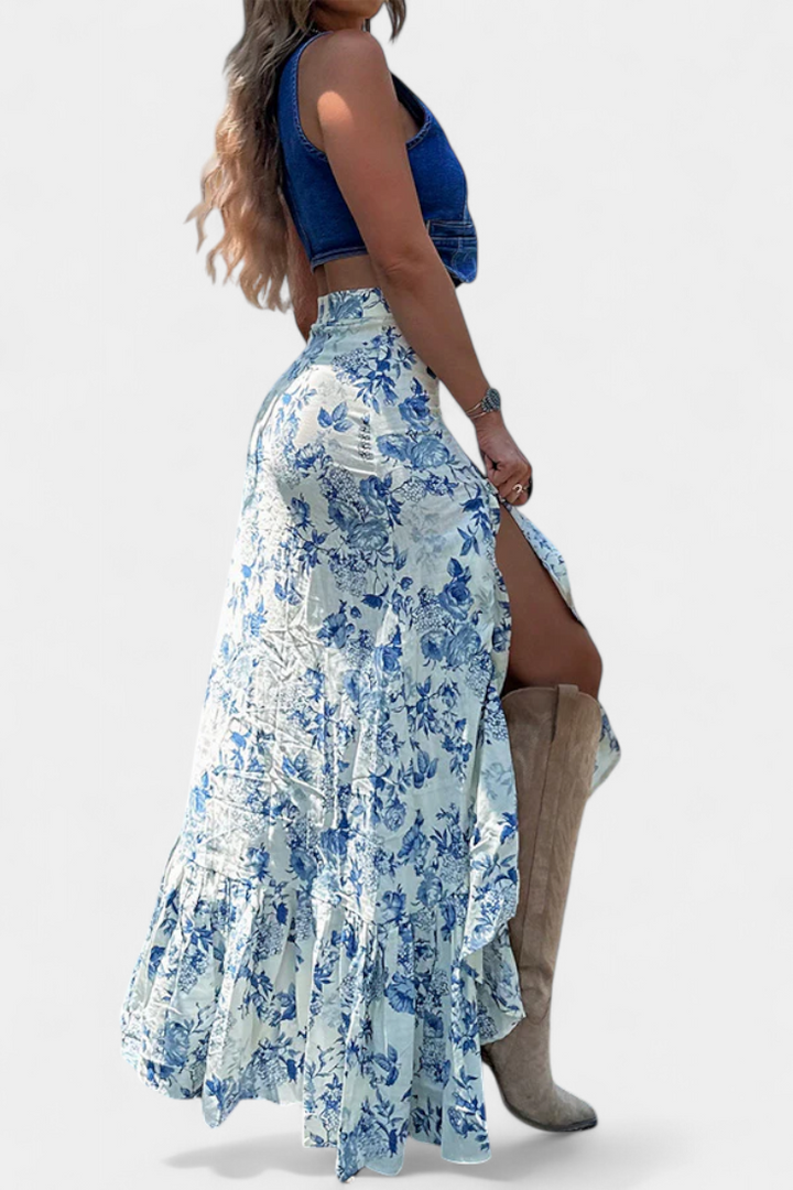 Theresa - Floral Ruffle Maxi Skirt