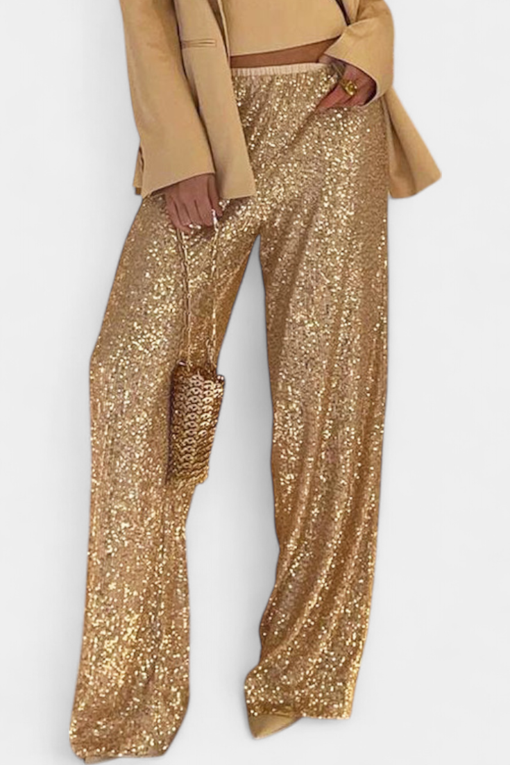 Elva - Sequin High-Waist Relaxed Pants