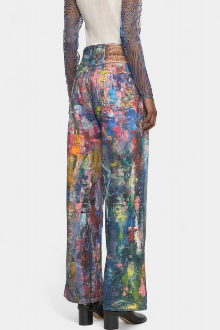 Kasey - Artistic Print Wide-Leg Jeans