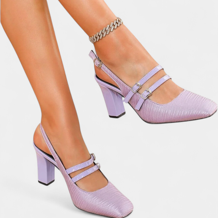 Marisol - Satin Double-Strap Ankle Strap Heels