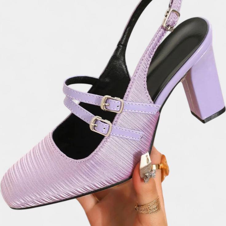 Marisol - Satin Double-Strap Ankle Strap Heels