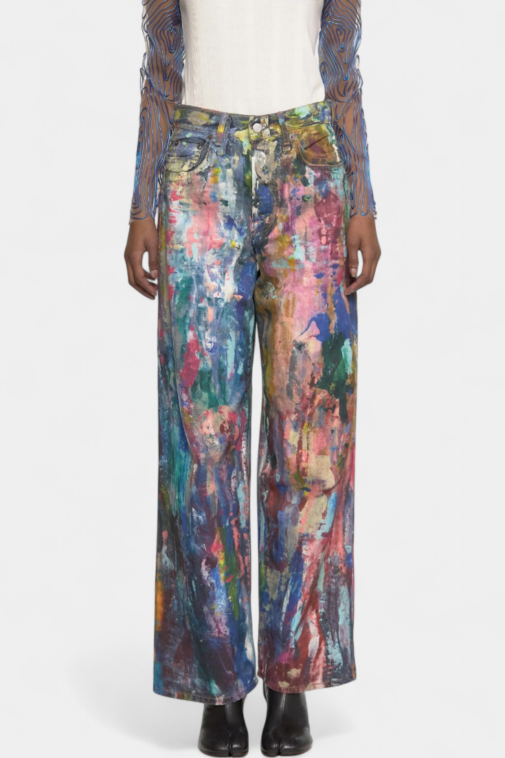 Kasey - Artistic Print Wide-Leg Jeans