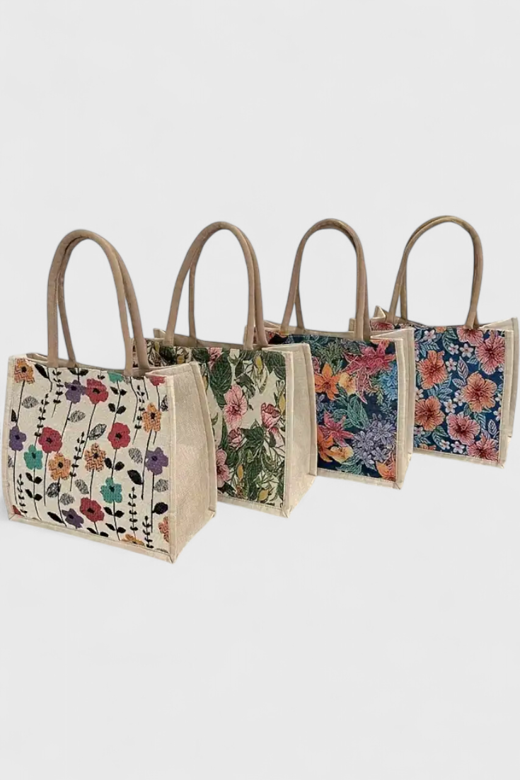 Columbine - Floral Linen Tote Bag