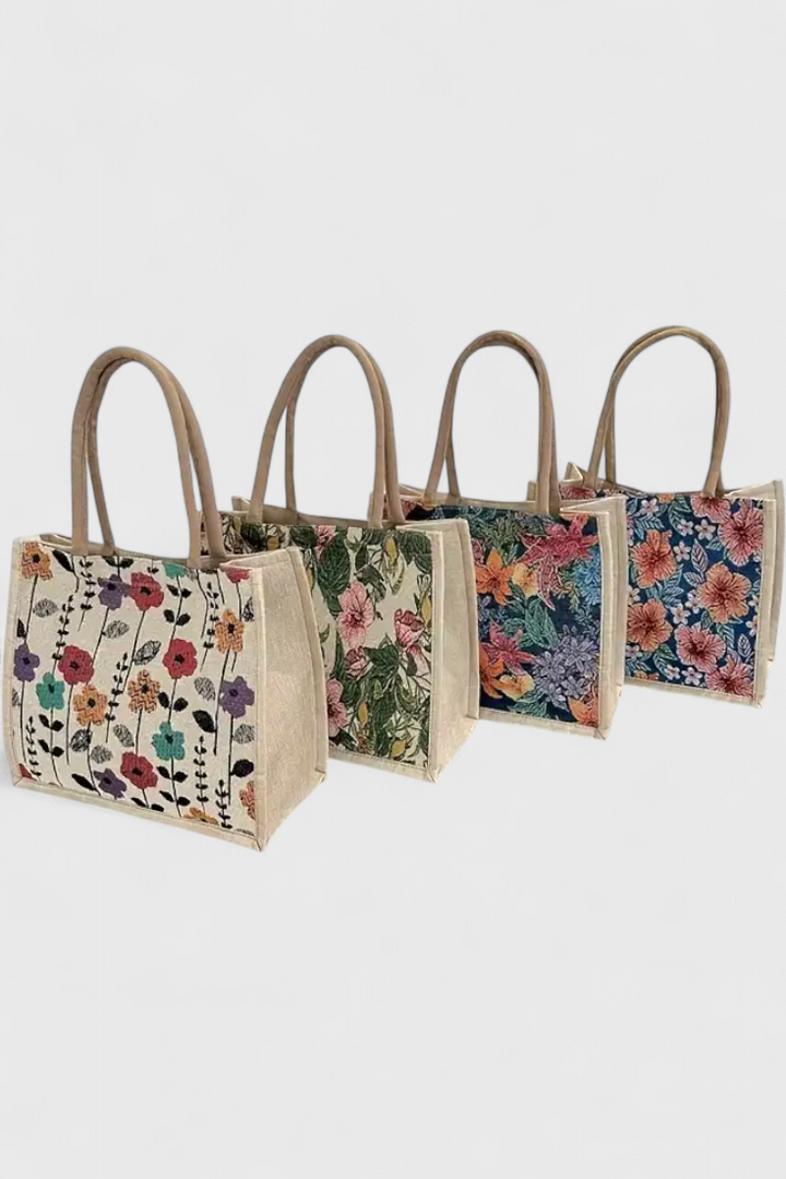 Columbine - Floral Linen Tote Bag