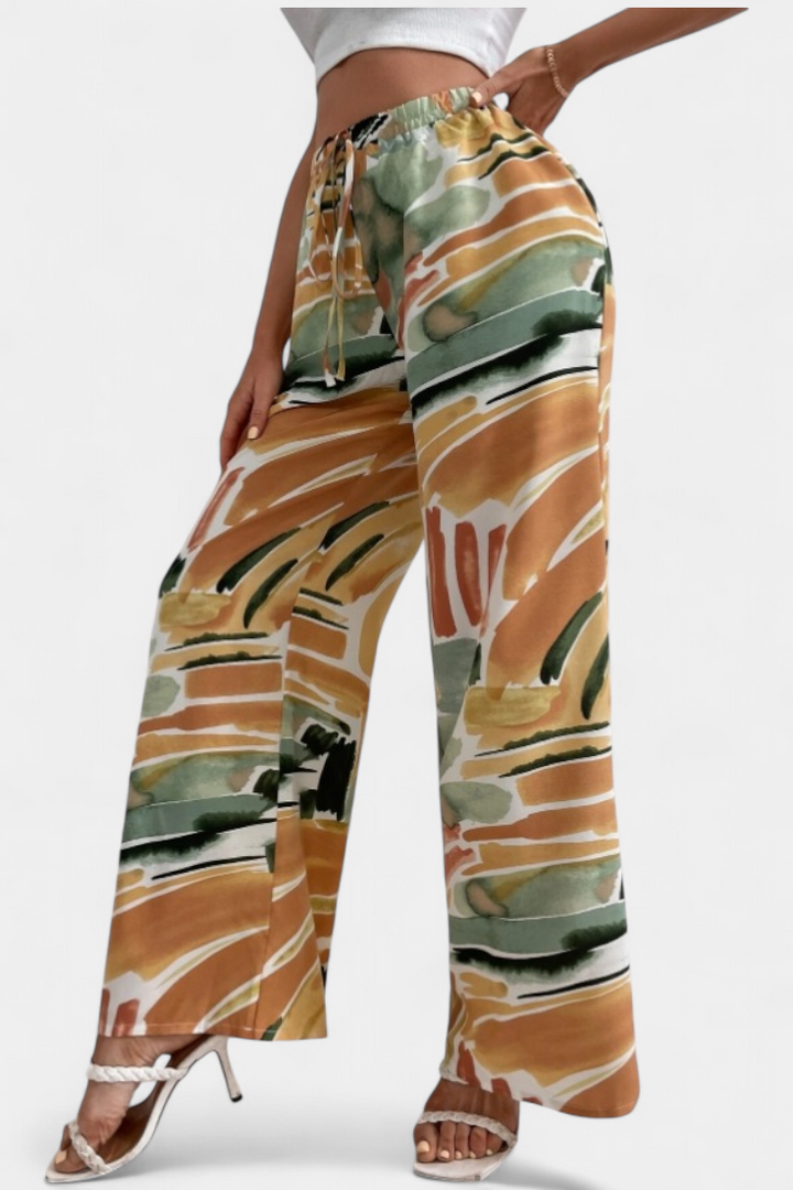 Saffron - Abstract Print Wide-Leg Pants