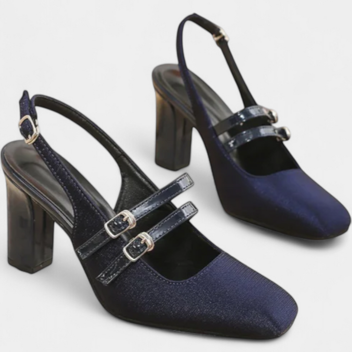 Marisol - Satin Double-Strap Ankle Strap Heels