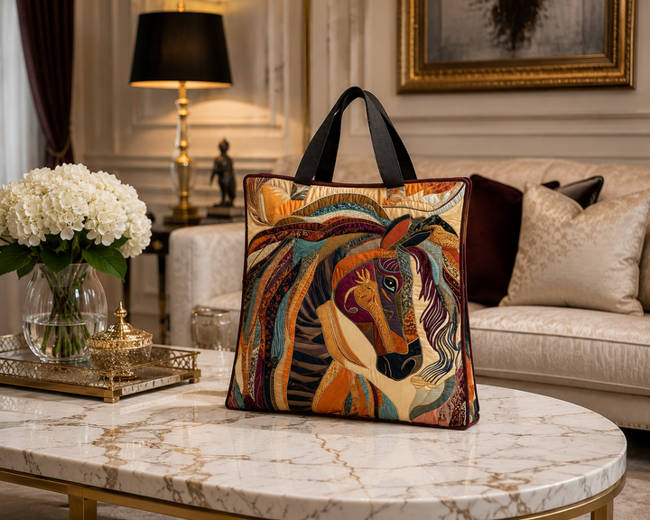 Bolso Tote Acolchado - Caballo de Mosaico Multicolor
