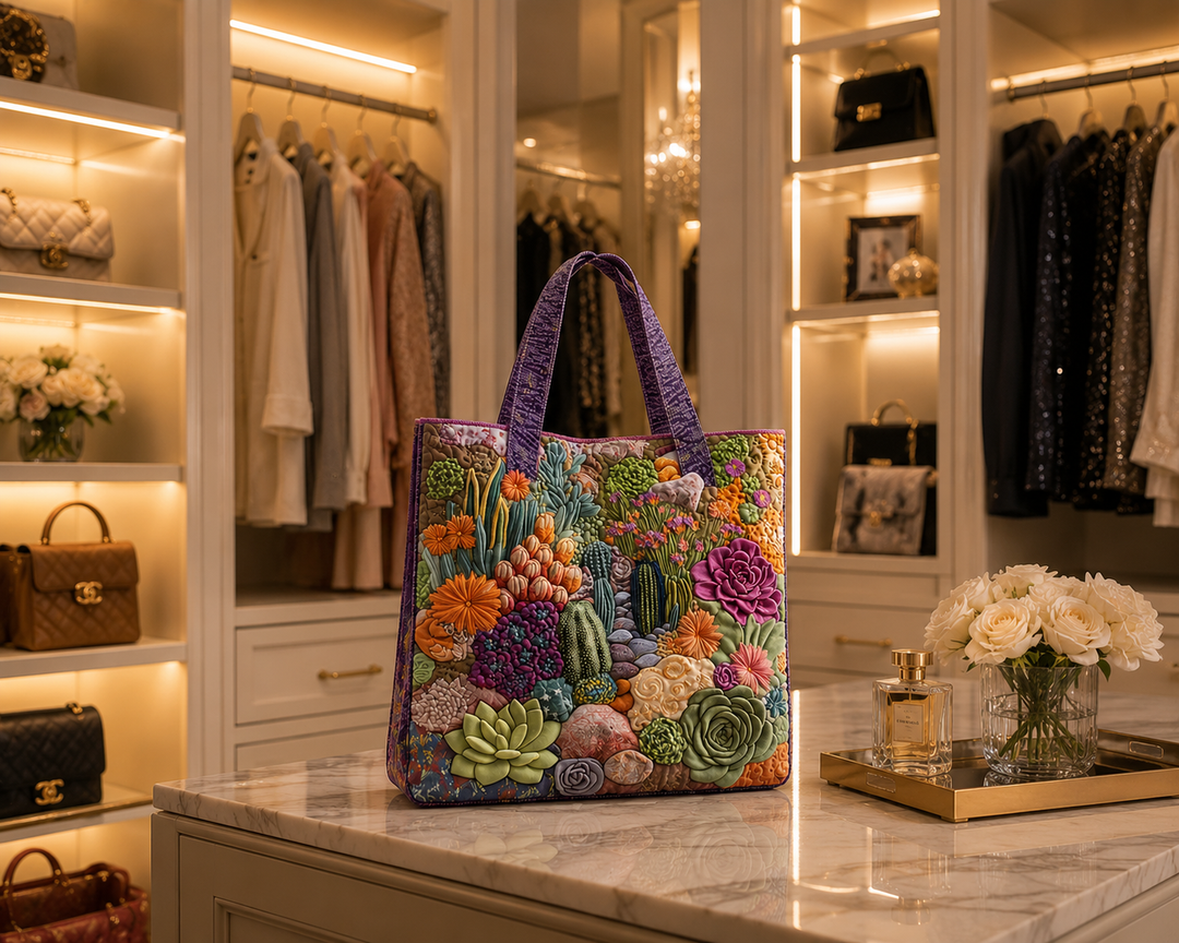 Bolsa Tote Acolchada - Jardín Suculento