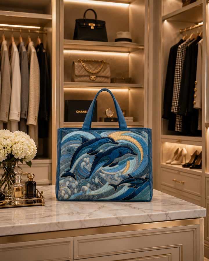 Bolsa Tote Acolchada - Delfín Oceánico