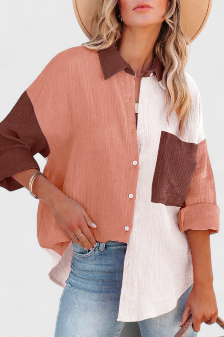Hester - Colour-Block Button-Front Blouse