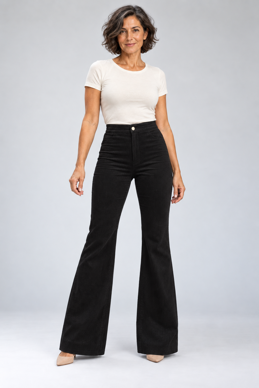 Lina - Velvet Wide-Leg High-Waist Pants