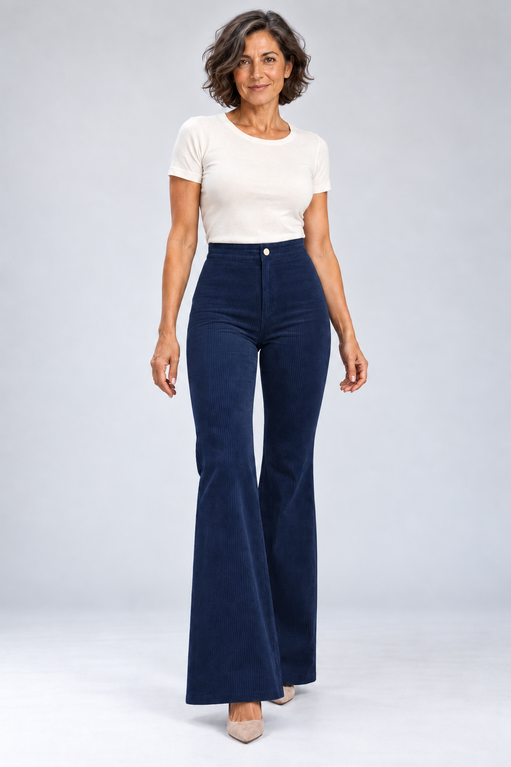 Lina - Velvet Wide-Leg High-Waist Pants
