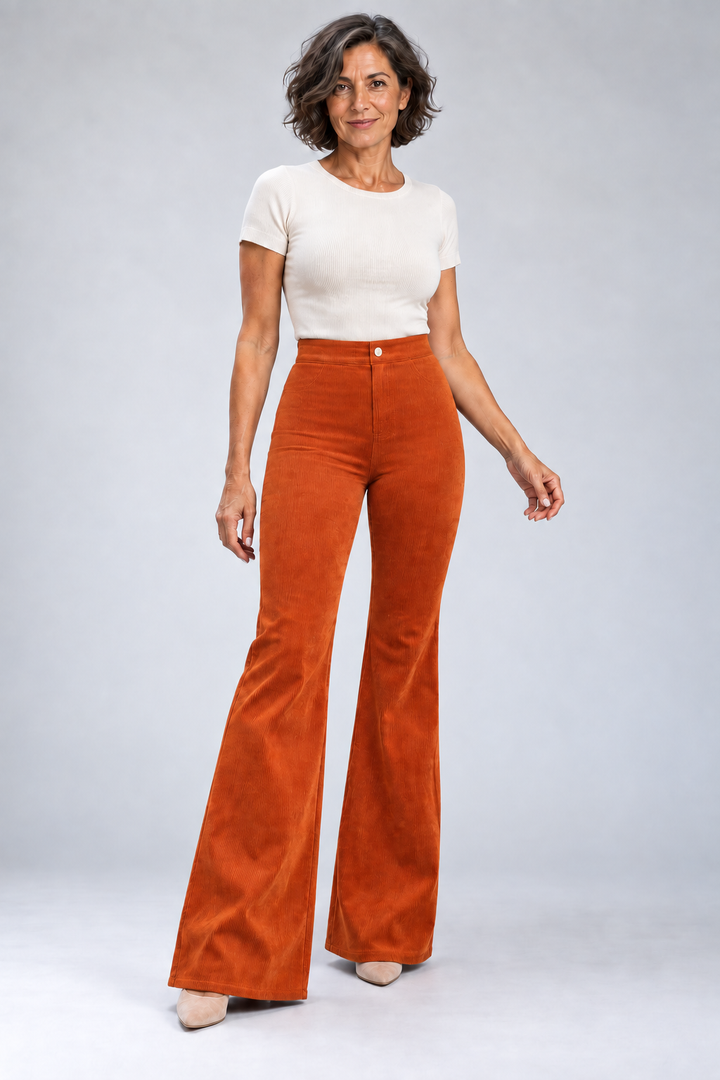 Lina - Velvet Wide-Leg High-Waist Pants