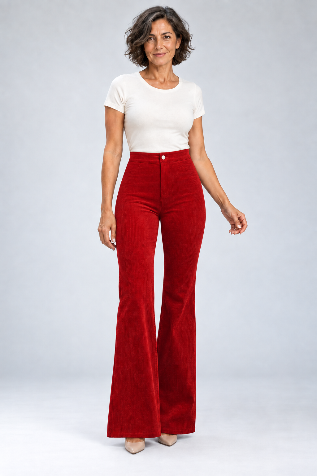 Lina - Velvet Wide-Leg High-Waist Pants