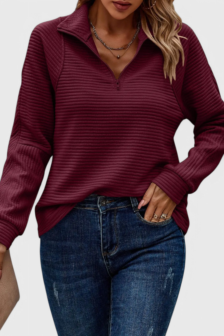 Savanna - Zip V-Neck Sweater