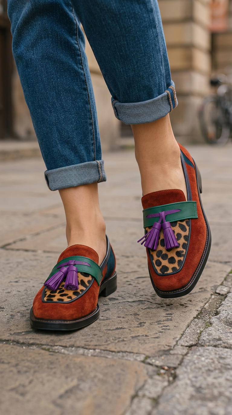 Wendy - Colour Block Suede Loafers