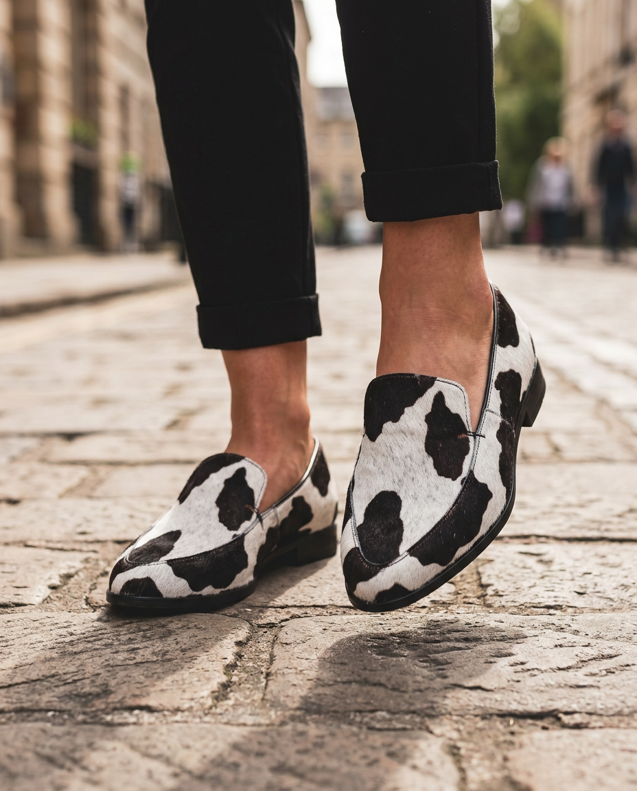 Elowen - Cow Print Loafers