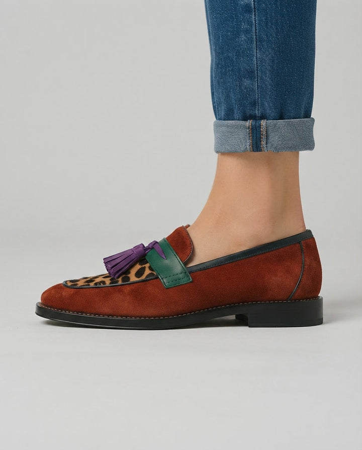 Wendy - Colour Block Suede Loafers