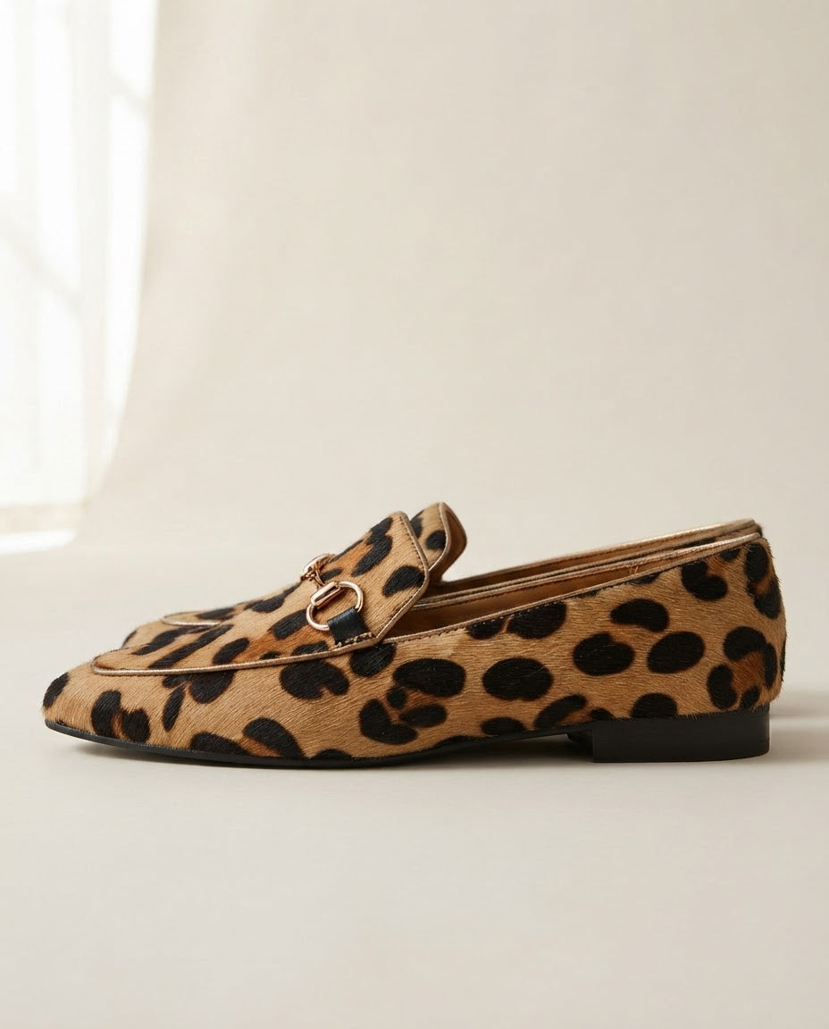 Valeria - Leopard Print Horsebit Loafers