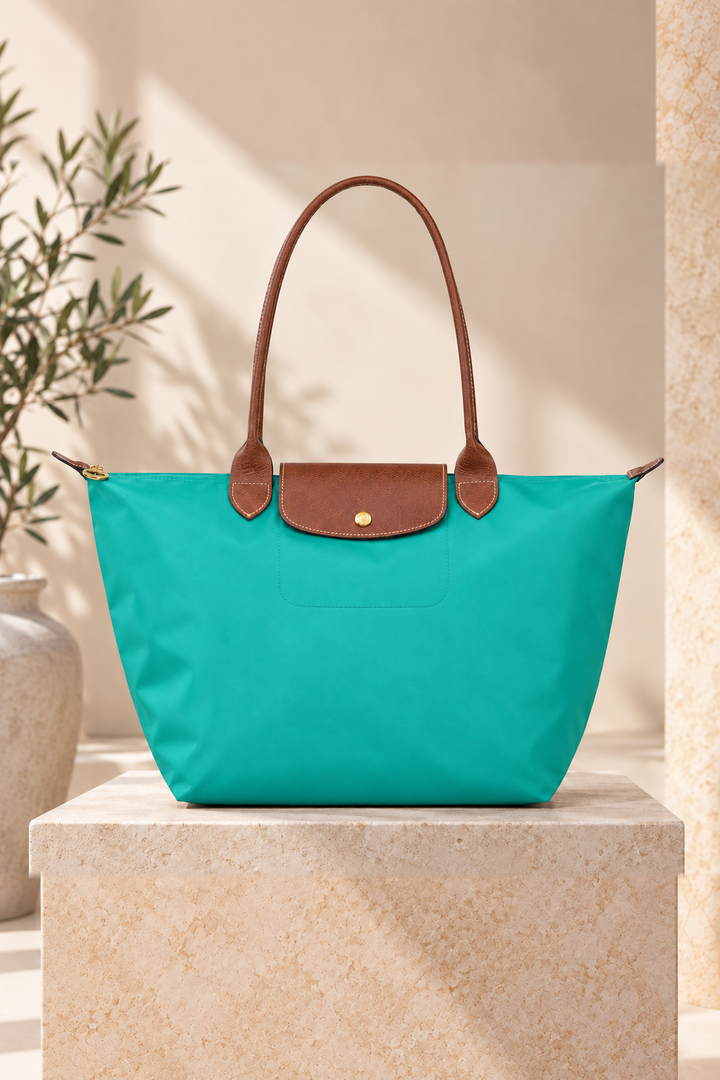 Alexa - Turquoise Foldable Tote Bag