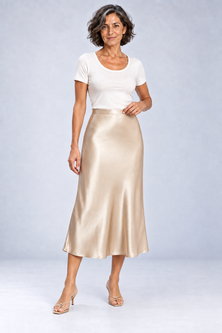 Maxine - Shimmer High Waist Midi Skirt
