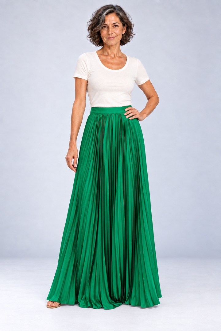 Charlotta - Pleated High Waist Maxi Skirt