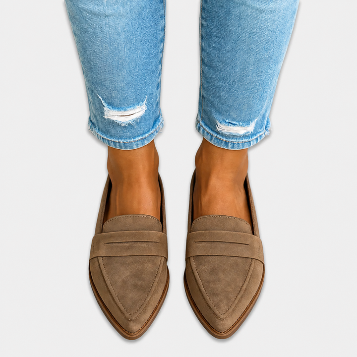 Lenora - Pointed Toe Suede-Effect Loafers