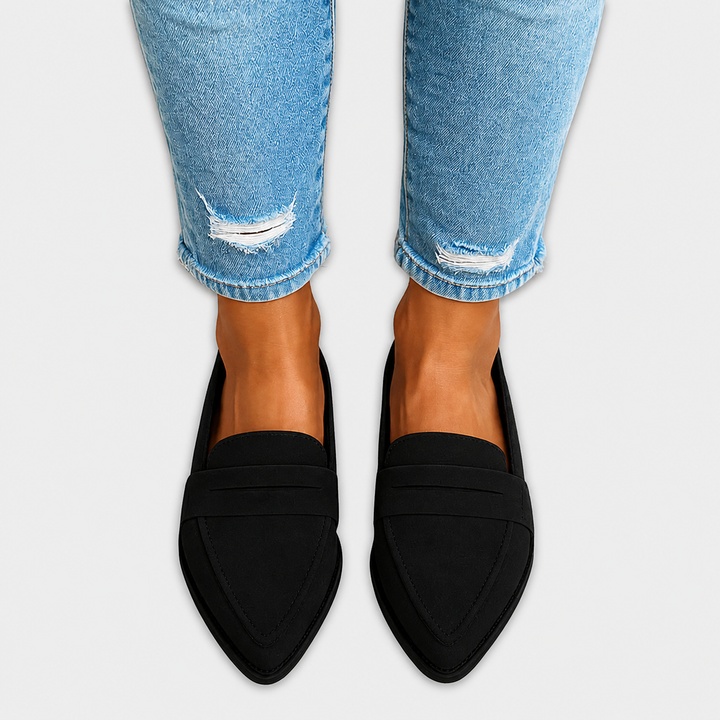 Lenora - Pointed Toe Suede-Effect Loafers