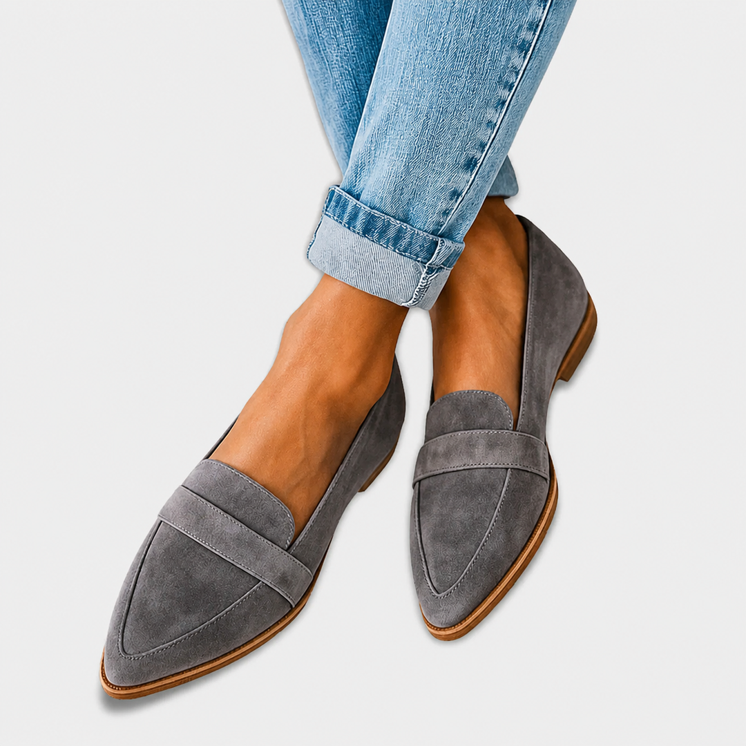 Lenora - Pointed Toe Suede-Effect Loafers