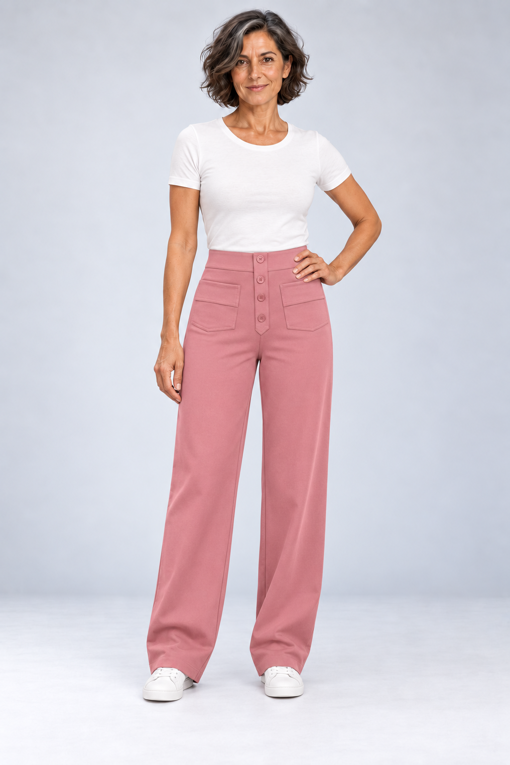 Halle - High-Waist Stretch Straight Pants