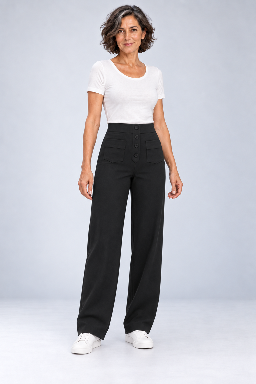 Halle - High-Waist Stretch Straight Pants