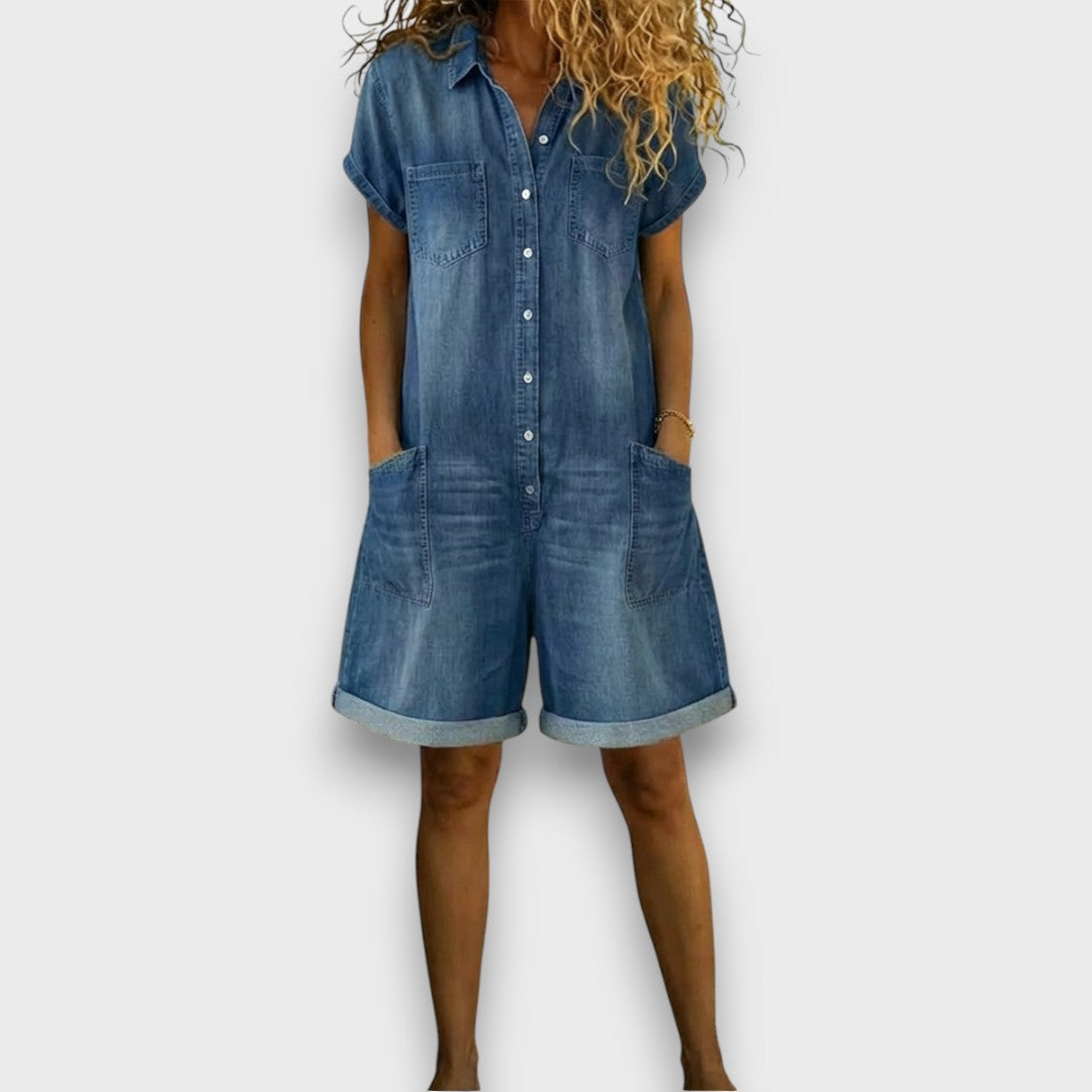 Martha - Denim Shirt and Casual Shorts Set