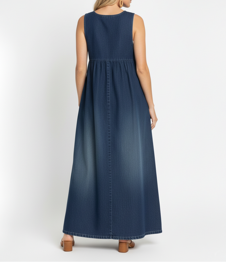 Marianna - Long Denim Pinafore Dress