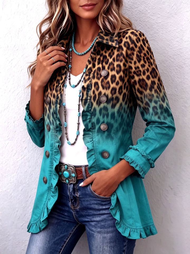 Xenia - Leopard Print Striped Blazer