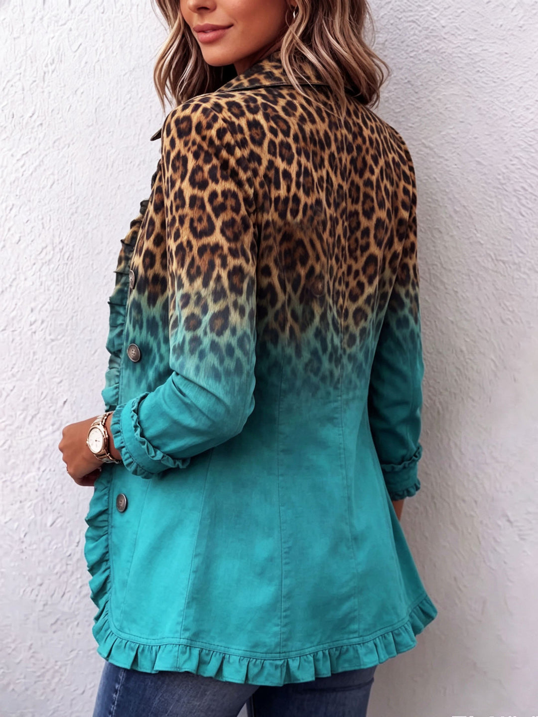Xenia - Leopard Print Striped Blazer