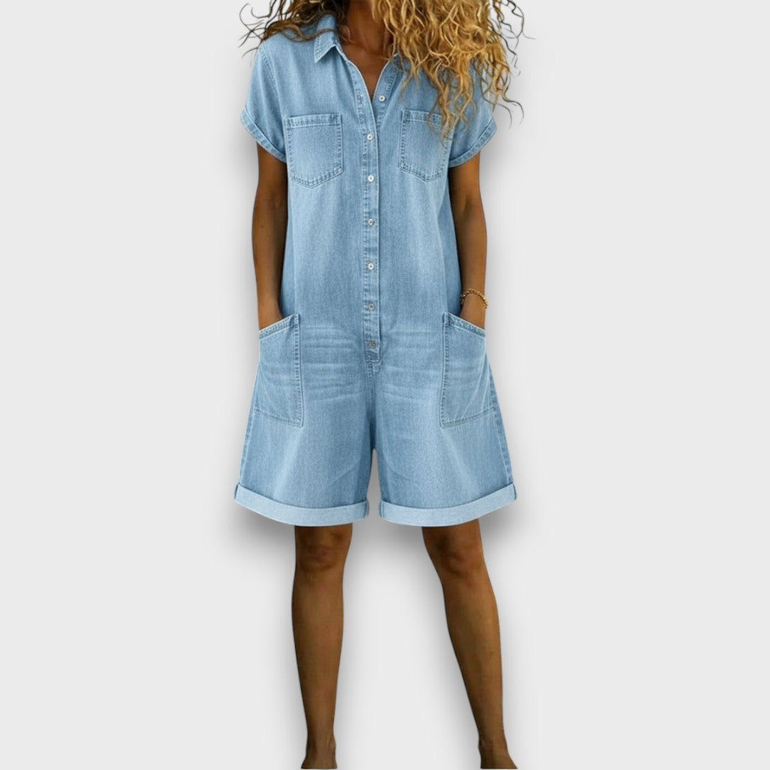 Martha - Denim Shirt and Casual Shorts Set